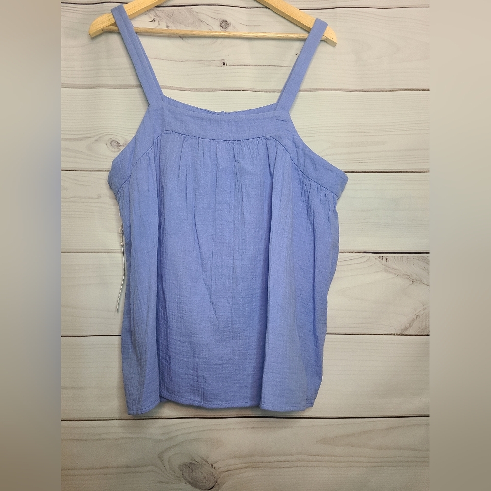 Caslon Cotton Gauze Button-Up Tank Sunflower Blue Size L NWT - Picture 7 of 9